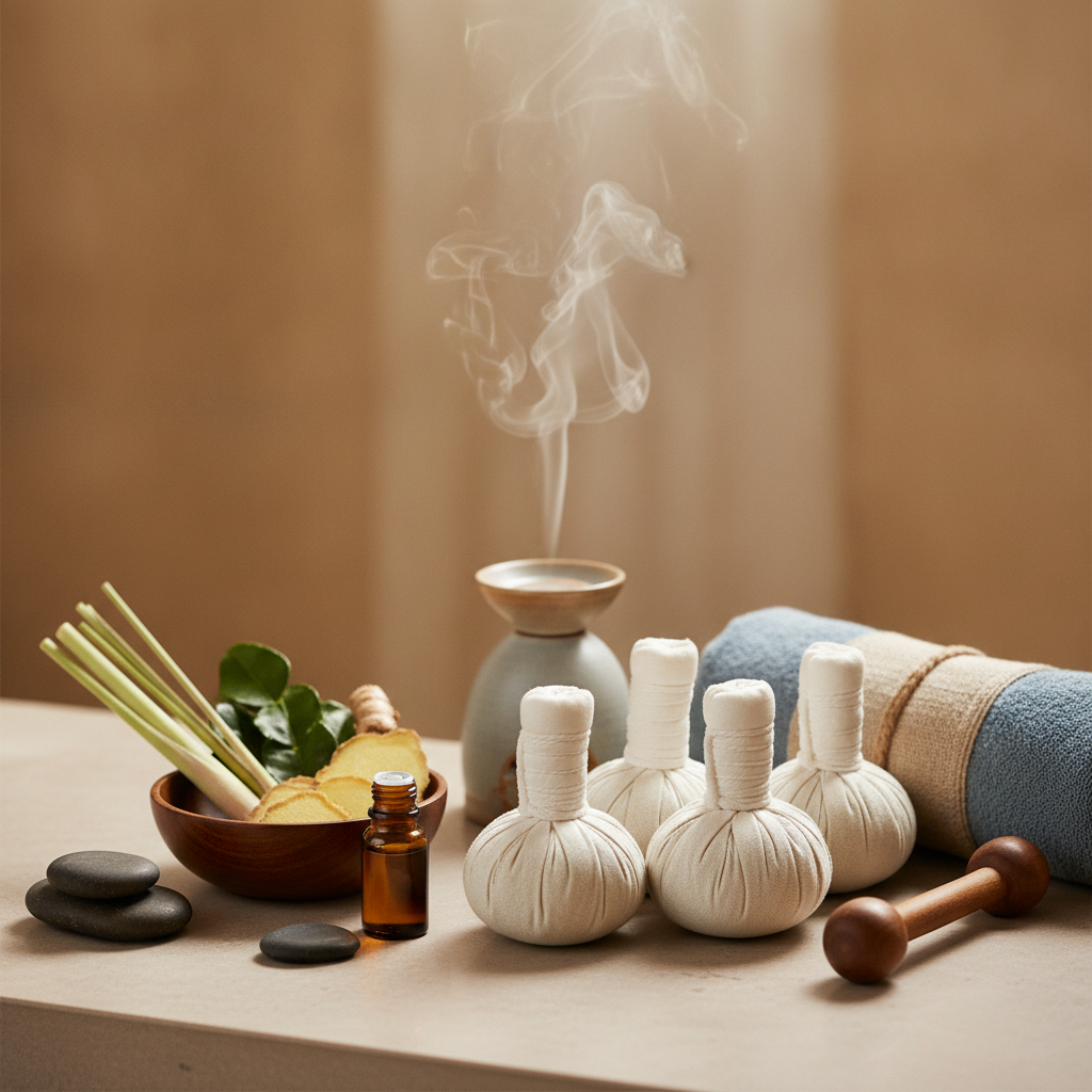 Thai Massage - no faces, text, and no background of a place or spa